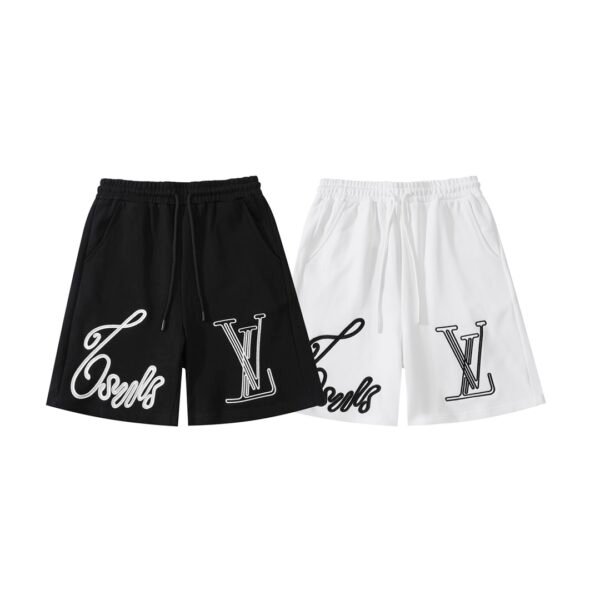 06b81833.jpg LV Shorts Black Script Embroidery