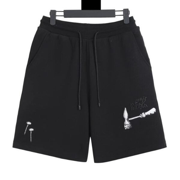 LV Shorts Black Embroidered Tools