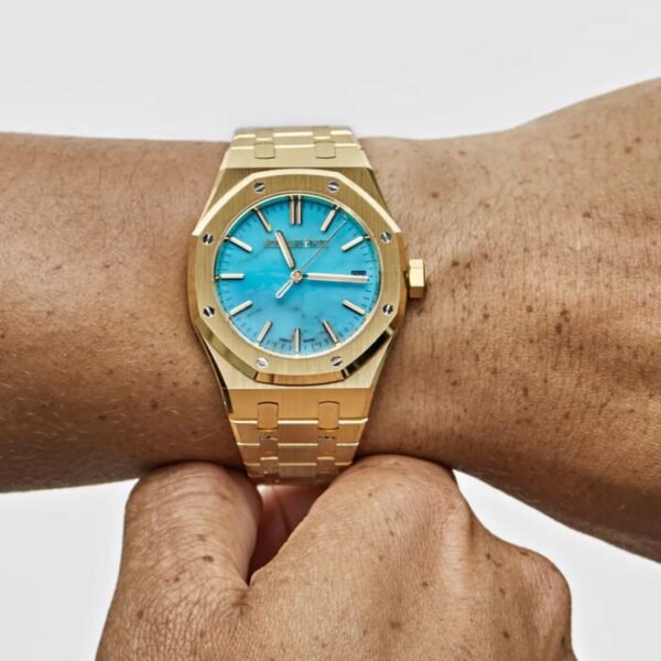 AP Royal Oak Selfwinding 15550BA.OO.1356BA.01 Yellow Gold Blue Turquoise Dial