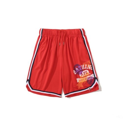 BP Shorts Busy Works Striped Trim Red