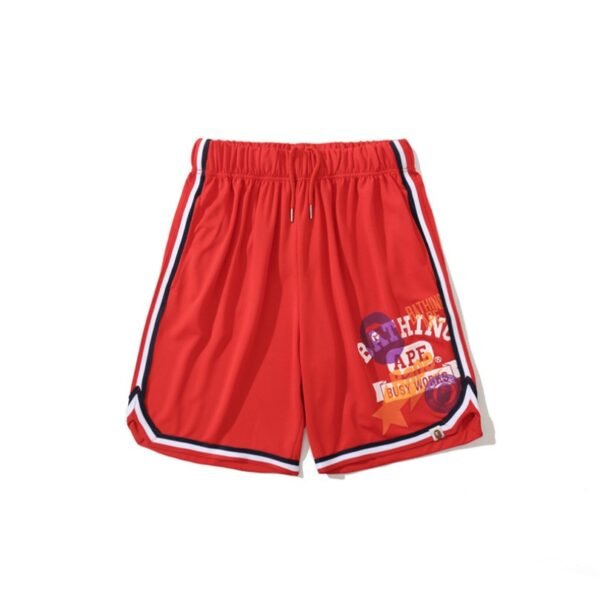 BP Shorts Busy Works Striped Trim Red