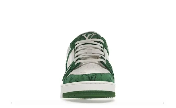 Trainer Green Monogram Denim White